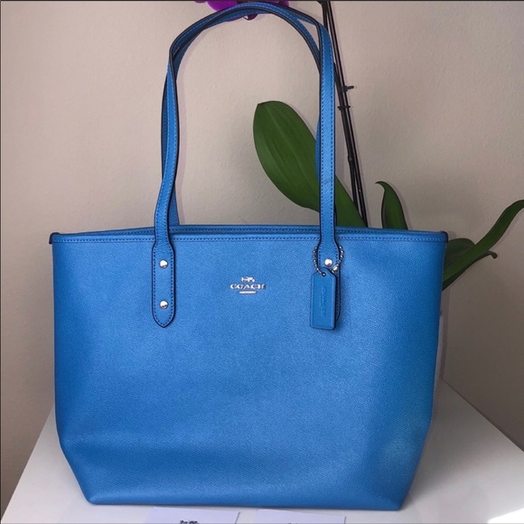 Coach Handbags - Coach City Leather Zip Top Tote in Blue